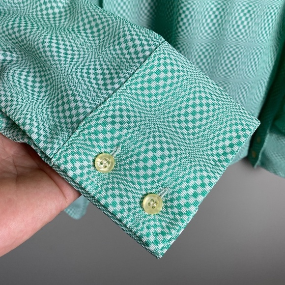 Vintage BVD Men's Peppermint Green Psychedelic Print Button Up LS Shirt Size 16 - Picture 4 of 13